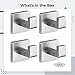 Square Wall Hooks, 4-Piece Stainless Steel Set, Bathroom and Kitchen Mounting Hangers with Screws and Tools