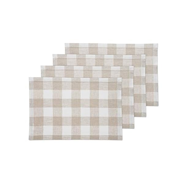 Solino Home Buffalo Check Linen Placemats Set of 4 – Natural and White Plaid Placemats for Fall, Thanksgiving, Christmas – 100% Pure Linen Tablemats 14 x 19 Inch – Handcrafted from European Flax Solino Home Buffalo Check Linen Placemats Set of 4 – Natural and White Plaid Placemats for Fall, Thanksgiving, Christmas – 100% Pure Linen Tablemats 14 x 19 Inch – Handcrafted from European Flax
