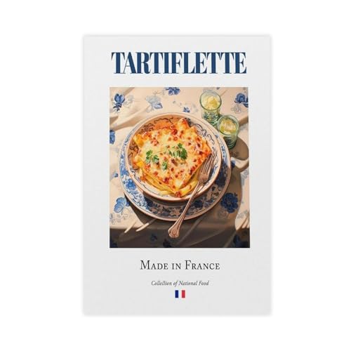 Poster sur toile Tartiflette sur plaque de carreaux de Maiolica