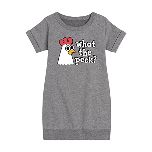 Instant Message - What The Peck Chicken - Toddler & Youth Girls Fleece Dress