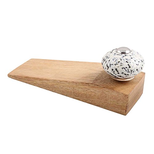 Image of Indian-Shelf 4 Packs Wood Door Stopper for Home Rubber Etched Floor Gate Stopper White Door Wedge Strong Grip