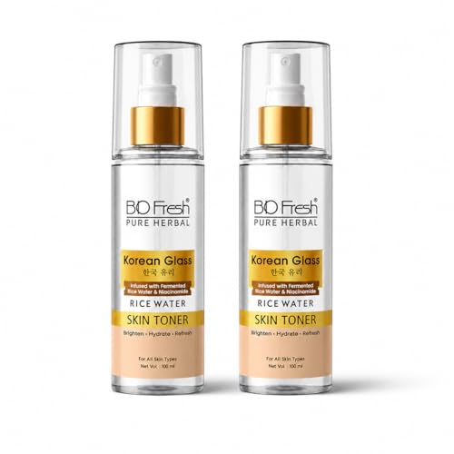 Image of BIOFRESH Pure Herbal Korean Glass Rice Water Skin Toner - 100Ml with Niacinamide, Brightening & Hydrating Toner for Glowing, Smooth & Radiant Skin, Paraben-Free, Suitable for All Skin Types (Pack of 2)