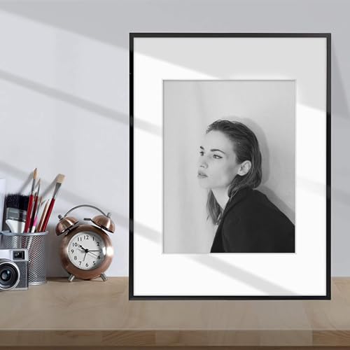Golden State Art - 12x16 Aluminum Picture Frame - with Mat for 8.5x11 Photo or Without Mat for 12 x 16 Photo - Real Glass Cover - Simple and Elegant Decor for Wall Mounting - 1 Pack - Black by Golden State Art - Image 2