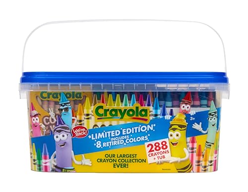 Crayola Crayon Tub - Limited Edition Colors (288ct), Bulk Coloring Crayons for Kids, Stocking Stuffers for Kids, Holiday & Christmas Gifts for Toddlers, Ages 3+
