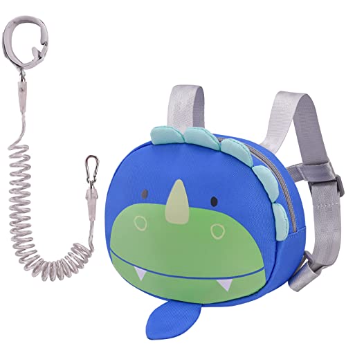 Bebamour Animal Toddler Backpack with Reins Mini Bag with Safety Leash for Children Portable Backpack Rucksack with Safety Harness for Boys and Girls Blue Dino