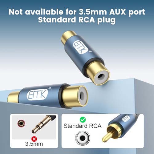 Image of EMK 2-Pack RCA Female to Female Coupler 24K Gold-Plated RCA Connector Adapter for Extending Audio /Video Cable Compatible with AV Devices, DVD Player Amplifier Home Theater System