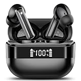 Wireless Earbuds, Bluetooth 5.4 Headphones with HiFi Stereo, in Ear Earphones with 4 ENC Mics, 48H Bluetooth Earbuds with LED Display Charging Case, IP7 Waterproof Ear Buds for Android iOS Black