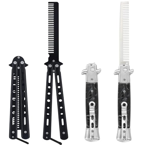 2 peines plegables, peine automático de mariposa, peine de bolsillo para peinar el cabello y la barba, color negro