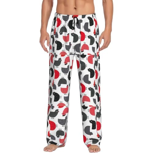 Pantalon de pyjama doux avec poches homme motif poulet cadeau rigolo