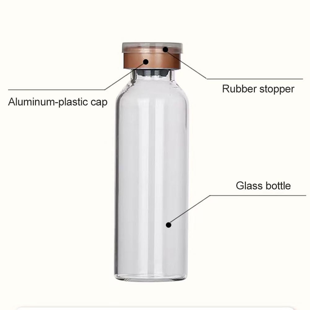10PCS 10ML Flacons Stériles Vides Flacons en Verre Transparent avec Bouchon en Caoutchouc Butyle Séparé et Fermeture à Rabat pour Liquides Poudres