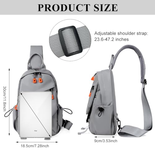 Image of GUSTAVE Sling Bags for Men Oxford Cloth - Lightweight, USB Charging Port, Crossbody Bag for Men Multi-Compartment & Adjustable Strap for Daily Travel & Outdoor Activities