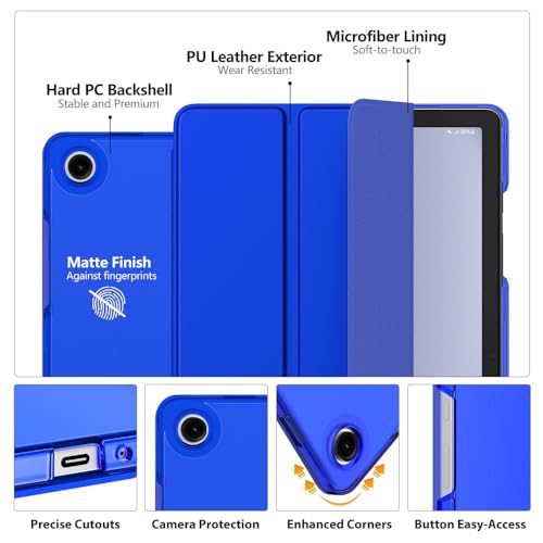 Image of MoKo Trifold Case for Galaxy Tab A9 Plus /A9+ 11 Inch 2023, Klein Blue | Slim Stand Hard PC Translucent Back Shell Smart Cover, Auto Sleep /Wake, Light, Anti-scratch, 2 Adjustable Angle