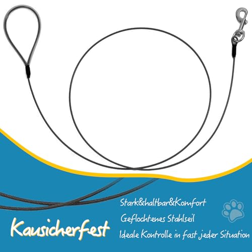Mi Metty Kausichere Hundeleine, 6FT Bissfeste Hundeleine für große Hunde Bis zu 250lbs,Retrieverleine mit Bequemen Gepolsterten Griff (Schwarz+Blau)