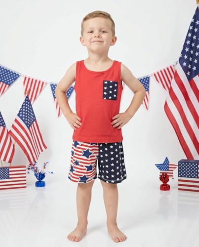 Image of Unique Baby Boys American Boy 4th of July 2pc Tank Shorts Set