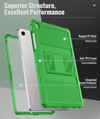 Image of MoKo Shockproof Case Fit Samsung Galaxy Tab A11+ Plus / A9+ 11 Inch | Full Body Rugged Stand Back Cover with Built-in Screen Protector for Galaxy Tab A11+ / A9+ Tablet, Forest Green