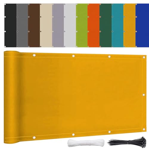 Balkon Sichtschutz Wasserdicht Balkonbespannung UV-Schutz Balkonabdeckung Rechteckig Sichtschutz Balkonverkleidung für Terrasse Garten Hinterhof Gelb 0.6x1m