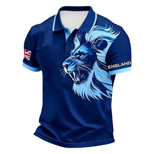 Image of Men's England Polo Football Shirt 2026 Athletic Stretch Breathable Lightweight Outdoor Sports Soccer Tshirts Plus Size Navy XL