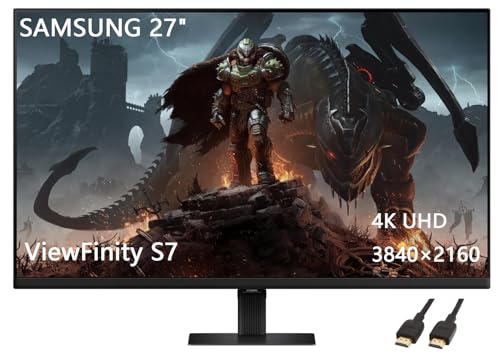 Image of Samsung 27 inch ViewFinity S7 Series 4K UHD Monitor, Easy Setup Stand, Advanced Eye Care, Multiple Ports, Black, with HDMI Cable