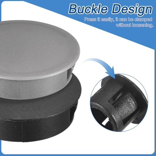 Image of uxcell 8Pcs 35mm(1-3 /8 inch) Nylon Hole Plugs, Flush Type Panel Round Snap in Fastener Knockout Locking Plugs for Furniture Insert End Caps Panels, Black
