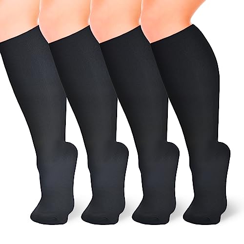 TZYSOKC Plus Size Compression Socks 20-30 mmHg for Men and Women Wide Calf Extra Large for Circulation Support Recovery(B 4XL)