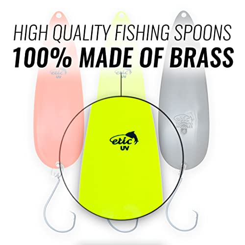 Etic Toronto Wobbler Fishing Spoons Kit 100% Made Of Brass, 3Pcs Fishing Lures, Fishing Tackle, Fishing Gear, Fishing Accessories, Fishing Lures For Trout, Salmon, Pike, Walleye, Bass And Mores #TOP1
