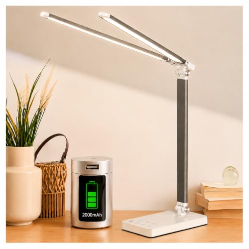 デスクライト 電気スタンド スタンドライト LED 充電式ライト 2000mAh コードレス 1300lm ダブル光源 