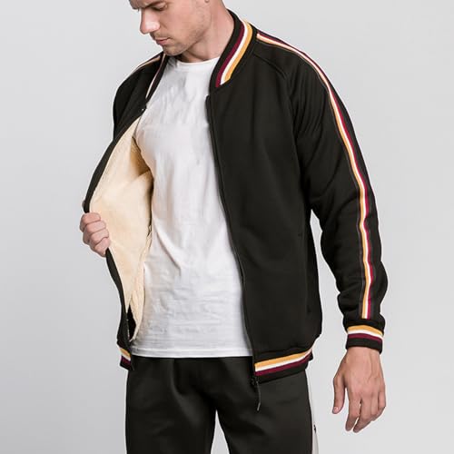 Sinzelimin Men's Sports Jackets Fall Winter Fashion Contrast Zipper Stand Collar Cardigan Outwear & Jacket Big Tall Boys Coat2