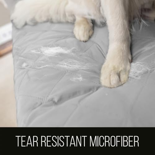 Sofa Shield Couch Cover for Dog and Pets, Couvre Protector for Sofas, Reversible Stain Resistant Housse Canapé, Quilted Microfiber 178 cm 3 Seat, Patented Slipcover with Strap, Light Gray Charcoal - 2
