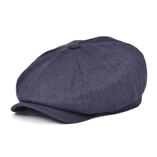 Béret homme pour l'été, casquette de journal en lin et chapeau plat de vacances