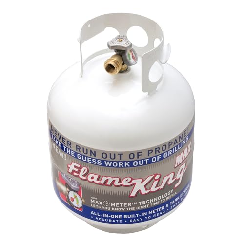 Flame King YSN230b 20 Pound Steel Propane Tank Cylinder with OPD Valve and Built-in Gauge, 20 lb Vertical