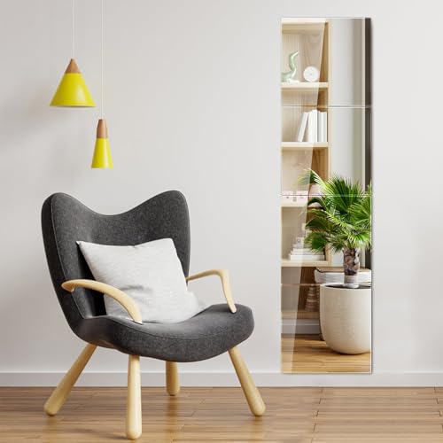 Dokeno Espejo Adhesivo de Pared,4 Pegatinas de Espejos De Pared Sin Marco 30 X 30 cm, Espejos Adhesivos Espejos Decorativos de Pared,Flexibles Espejo Pegatina para Decoración del Hogar Baño (4, B)