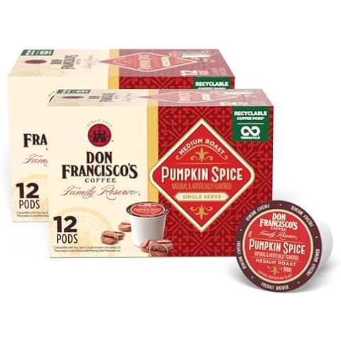 Don Francisco's Pumpkin Spice Flavored Medium Roast Coffee Pods - 2 x 12 Count - Compatible with K-Cup Keurig Coffee Makers - 100% Arabica Single-Serve Pods - Fragrant Holiday Spice Blend Cover