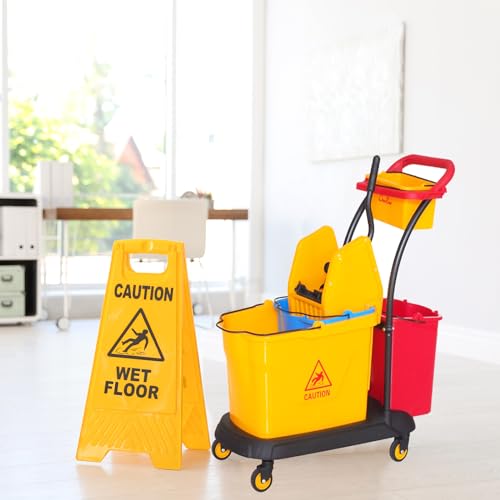 Image of Sasylvia Yellow Mop Wringer Replacement Down Press Mop Bucket Wringer Industrial Cleaning Accessories for Commercial Floor Mopping Buckets Restaurant Supplies, 26quart or 33 Quart(Down Press)