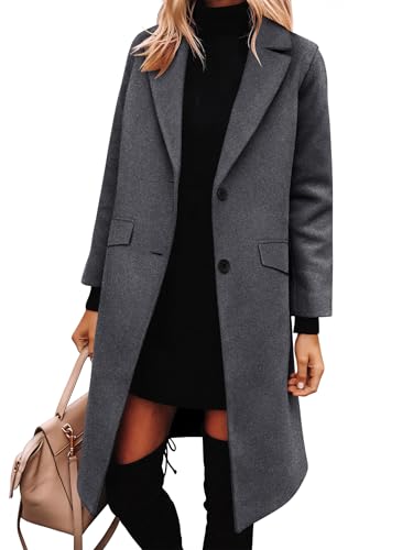 Image of ANRABESS Womens Peacoat Notched Lapel Collar Single-Breasted Trench Coats Loose Casual Long Jacket 2025 Fall Winter Outerwear Deep Grey Medium