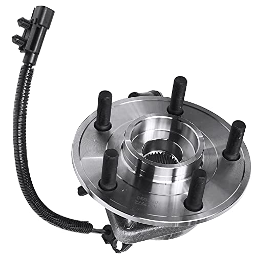 Image of Detroit Axle - 2 Front Wheel Bearing Hubs for Jeep Wrangler 2007-2010 [4-Wheel ABS], Replacement 2008 2009 Wrangler Wheel Bearing and Hubs Assembly Set