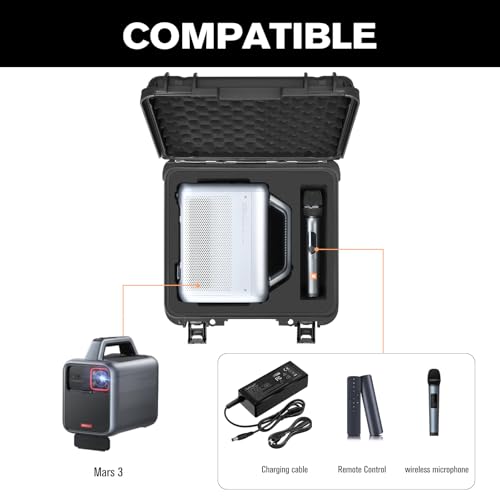 Image of Hard Case for Anker Nebula Mars 3 - Waterproof Portable Projector Hard Shell Case: All-in-One Travel Carrying Box for Anker Nebula Mars 3 | Charging Cable | Microphone - for Home Theater & Vacation