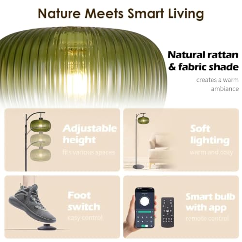 Image of Modern Floor Lamps for Living Room, Dimmable Gold Standing Lamp with Remote
