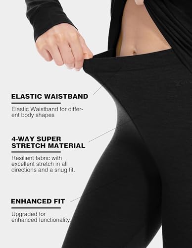 Women's 100% Merino Wool Base Layer Pants Lightweight Active Base Layer Bottoms3
