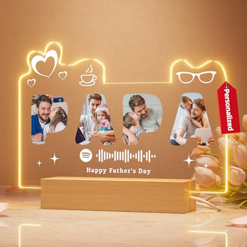 witfox Spotify - Placa personalizada para el día del padre, regalos de fotos personalizados para hombres, marco de fotos personalizado, regalo del día del padre, regalos de aniversario y cumpleaños