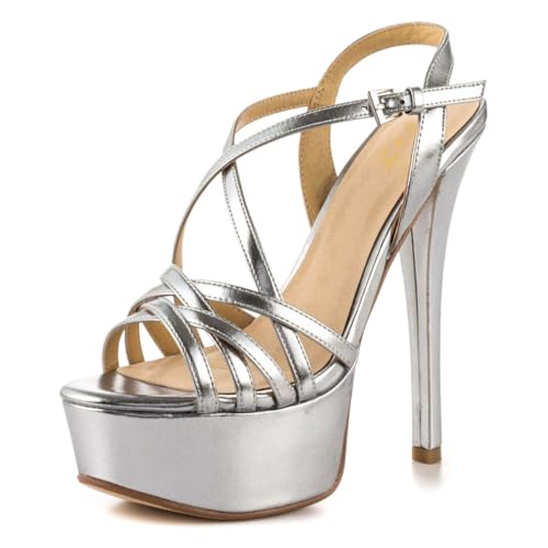 FOWT Women Sexy Open Toe Strappy Slingback Sandals Crisscross Strap Platform Super High Heels Prom Club Evening Dress Shoes Size 4-16 US