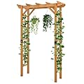 Moccha Flat-top Wooden Garden Arch - 7 FT Outdoor Arbor Trellis for Climbing Plants, Roses, Vines, Outside Pergola Planter, Garden Arbor for Lawn Backyard Wedding Ceremony Bridal Party