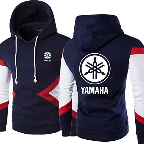 LYFANG Sweat à Capuche pour Hommes Vestes décontractées pour Yamaha Pull Pull Printemps Automne Colorblock Haut vêtements de Sport-Cadeaux Mans-Black||S