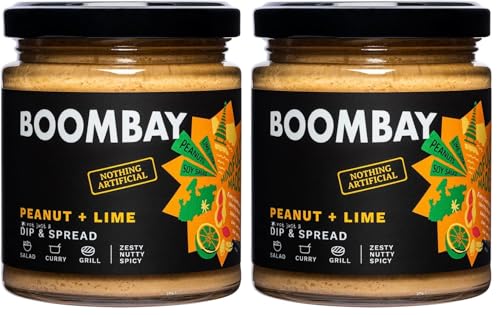 Image of BOOMBAY Peanut + Lime Dip and Spread 190g | Nothing Artificial | No Bad Oils | No Refined Sugars | Plant Based | No Onion or Garlic | Use as a Salad Dressing, Curry Paste, Marinade for Grill, Spread on Bread