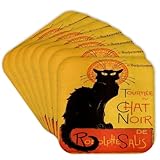 3dRose CST_46907_2 Le Chat Noir Advertising, Art Nouveau, Black Cat, Cat, Cats, Chat Noir, Le Chat Soft Coasters, Set of 8