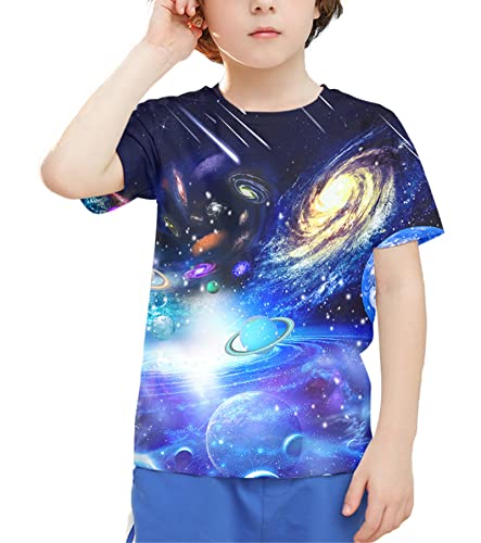 Image of Linnhoy Kids 3D Print Fashion Graphic T-Shirts for Boys Girls 6-16 Years | Unisex Colorful Short Sleeve, Crewneck, Breathable Fabric, Suitable for Daily Sport Festival Wear
