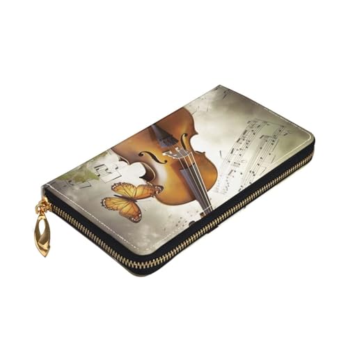 Butterfly and cello Women's Wallet Large Capacity Credit Card Holder Zip Phone Clutch Ladies Travel Purse3