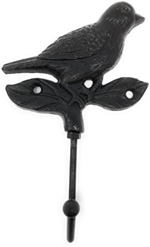 Black Cast Iron Bird Wall Hook, 6W