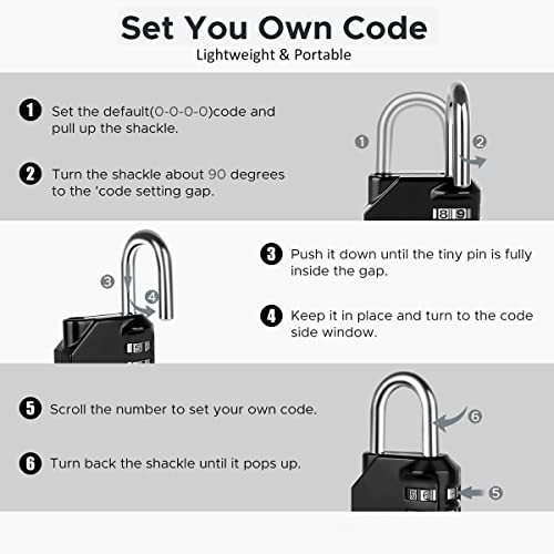 Image of Combination Lock Resettable 4 Digit Padlock with Combination, TPARIS Waterproof and Heavy Duty Combination Padlock Outdoor for School Gym Locker, Fence Gate, Toolbox, Employee Hasp Locker - Black