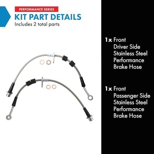 Image of TRQ Front Performance Brake Hose Set Compatible with 1996-2000 Honda Civic
