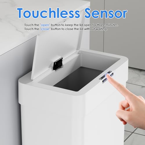 Sensor de basura automático con tapa y sensor de movimiento blanco miniatura 5